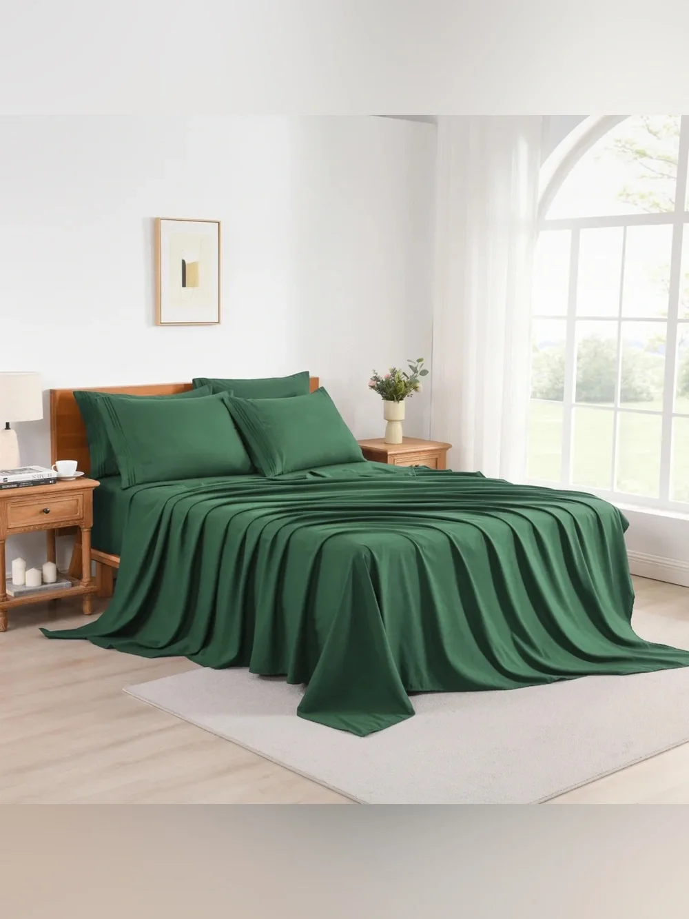 Twin 4 piece green sheet set